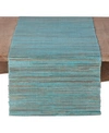 Saro Lifestyle Shimmering Woven Nubby Texture Water Hyacinth Table Runner In Turquoise