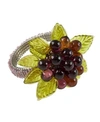 Saro Lifestyle Flower And Leaves Design Beaded Napkin Ring, Set Of 4 In Plum