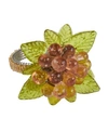 Saro Lifestyle Flower And Leaves Design Beaded Napkin Ring, Set Of 4 In Multi
