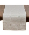 Saro Lifestyle Poly Blend Table Runner With Embroidered Check Pattern In Natural