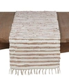 SARO LIFESTYLE LEATHER AND COTTON WOVEN CHINDI TABLE RUNNER