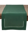 Saro Lifestyle Classic Hemstitch Border Table Runner, 16" X 72" In Evergreen