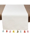 Saro Lifestyle Fiesta Tassel Long Table Runner In Ivory