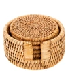 Artifacts Trading Company Artifacts Rattan Square Coasters - 7 Piece Set In Honey Brown