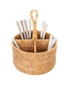 Artifacts Trading Company Artifacts Rattan 4 Section Caddy And Cutlery Holder In Honey Brown