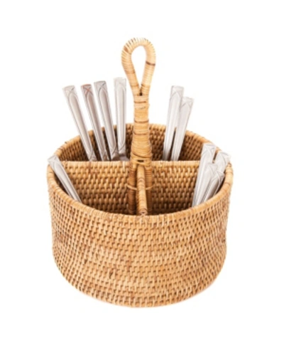 Artifacts Trading Company Artifacts Rattan 4 Section Caddy And Cutlery Holder In Off-white