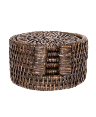Artifacts Trading Company Artifacts Rattan Round Coasters In Coffee Bean