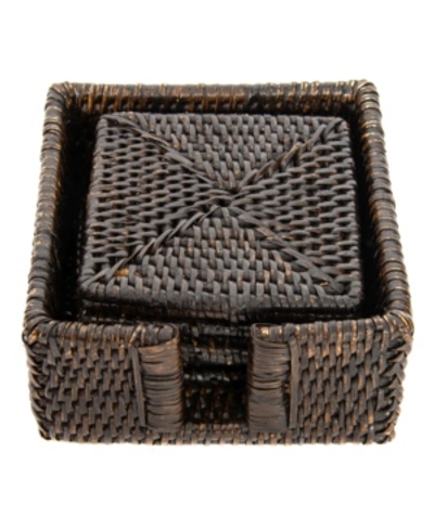 Artifacts Trading Company Artifacts Rattan Square Coasters In Coffee Bean