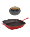 BERGHOFF NEO 2-PC. CAST IRON SET: 11" GRILL PAN AND WITH SLOTTED STEAK PRESS