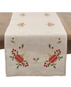 Saro Lifestyle Embroidered Ornament Holiday Linen Blend Table Runner, 16" X 90" In Natural