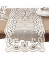 Saro Lifestyle Hand-beaded Table Runner In Silver