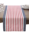 SARO LIFESTYLE AMERICAN FLAG USA RED WHITE BLUE STRIPE COTTON TABLE RUNNER