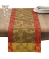 Saro Lifestyle Fall Maple Leaf Damask Cotton Table Runner In Multi