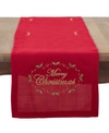 Saro Lifestyle Merry Christmas Embroidered Holiday Table Runner, 14" X 90" In Red
