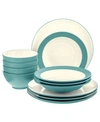 Noritake Colorwave Coupe 12-piece Dinnerware Set, Service For 4 In Turquoise