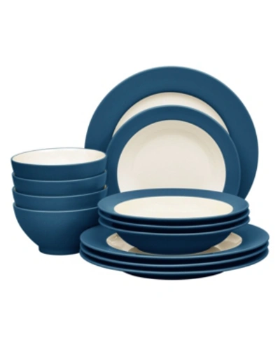 Noritake Colorwave Rim 12-piece Dinnerware Set In Blue