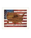 TRENDY DECOR 4U TRENDY DECOR 4U AMERICAN FLAG USA MAP BY MARLA RAE, PRINTED WALL ART, READY TO HANG, WHITE FRAME, 26