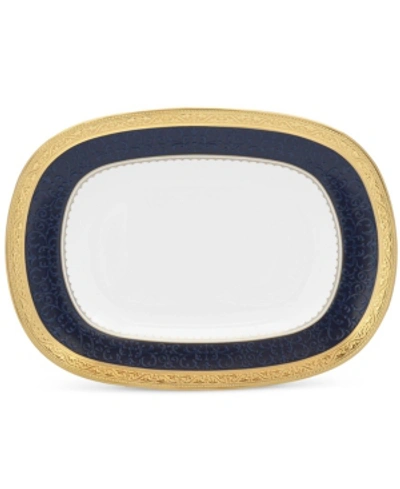 Noritake Odessa Cobalt Gold Butter/relish Tray In Dark Blue