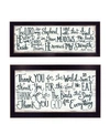 TRENDY DECOR 4U THANK YOU LORD 2-PIECE VIGNETTE BY ANNIE LAPOINT, BLACK FRAME, 20" X 11"