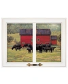 TRENDY DECOR 4U BY THE RED BARN HERD OF ANGUS BY BONNIE MOHR, READY TO HANG FRAMED PRINT, WHITE WINDOW-STYLE FRAME, 
