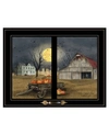 TRENDY DECOR 4U SPOOKY HARVEST MOON BY BILLY JACOBS, READY TO HANG FRAMED PRINT, BLACK WINDOW-STYLE FRAME, 19" X 15"