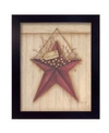 TRENDY DECOR 4U WELCOME BARN STAR BY MARY JUNE, PRINTED WALL ART, READY TO HANG, BLACK FRAME, 16" X 13"