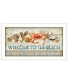 TRENDY DECOR 4U WELCOME TO THE BEACH BY MOLLIE B., PRINTED WALL ART, READY TO HANG, WHITE FRAME, 11" X 20"