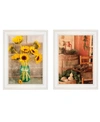 TRENDY DECOR 4U VINTAGE-LIKE COUNTRY SUNFLOWERS 2-PIECE VIGNETTE BY ANTHONY SMITH, WHITE FRAME, 19" X 15"
