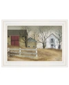 TRENDY DECOR 4U THE OLD STONE BARN BY BILLY JACOBS, READY TO HANG FRAMED PRINT, WHITE FRAME, 15" X 11"