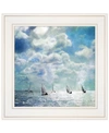 TRENDY DECOR 4U SAILING WHITE WATERS BY BLUEBIRD BARN GROUP, READY TO HANG FRAMED PRINT, WHITE FRAME, 15" X 15"