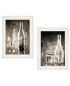 TRENDY DECOR 4U MOODY GRAY GLASSWARE STILL LIFE 2-PIECE VIGNETTE BY BLUEBIRD BARN, WHITE FRAME, 15" X 19"