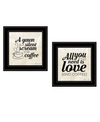 TRENDY DECOR 4U ALL YOU NEED IS COFFEE 2-PIECE VIGNETTE BY SUSAN BOYER, BLACK FRAME, 15" X 15"