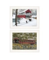 TRENDY DECOR 4U COVERED BRIDGE COLLECTION II 2-PIECE VIGNETTE BY BILLY JACOBS, WHITE FRAME, 19" X 15"
