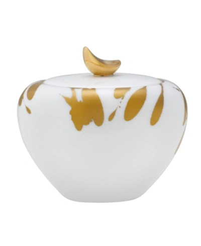 Noritake Raptures Gold Sugar With Cover In White And Gold
