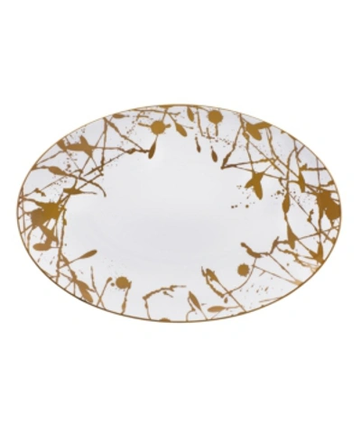 Noritake Raptures Gold Oval Platter In White And Gold