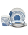 Noritake Aozora 12-pc Dinnerware Set, Service For 4 In White And Blue