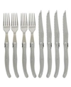 French Home Laguiole Stainless Steel Steak Knife And Fork Set, 8 Piece. In Silver