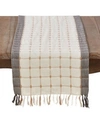 SARO LIFESTYLE WOVEN WINDOWPANE AND TASSEL DESIGN COTTON TABLE RUNNER