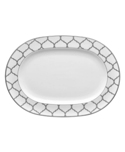Noritake Eternal Palace Oval Platter 14" In White And Platinum