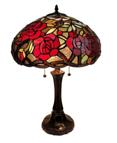 Amora Lighting Tiffany Style Roses Table Lamp In Multi