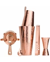 Prince Of Scots Hammered Cocktail Shaker Set With Bar Tools In Copper