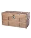 VINTIQUEWISE WOODEN RECTANGULAR LINED RUSTIC STORAGE TRUNK WITH LATCH, MEDIUM