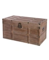 VINTIQUEWISE WOODEN RECTANGULAR LINED RUSTIC STORAGE TRUNK WITH LATCH, LARGE