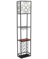 ALL THE RAGES ELEGANT DESIGNS ETAGERE ORGANIZER WOOD ACCENTED STORAGE SHELF AND WINE RACK WITH LINEN SHADE FLOOR L