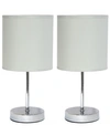 ALL THE RAGES SIMPLE DESIGNS CHROME MINI BASIC TABLE LAMP WITH FABRIC SHADE 2 PACK SET