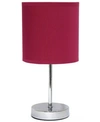 All The Rages Simple Designs Chrome Mini Basic Table Lamp With Fabric Shade In Cranberry
