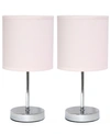ALL THE RAGES SIMPLE DESIGNS CHROME MINI BASIC TABLE LAMP WITH FABRIC SHADE 2 PACK SET