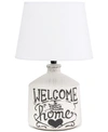 ALL THE RAGES SIMPLE DESIGNS WELCOME HOME RUSTIC CERAMIC FARMHOUSE FOYER ENTRYWAY ACCENT TABLE LAMP WITH FABRIC SH