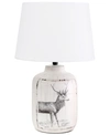 ALL THE RAGES SIMPLE DESIGNS RUSTIC DEER BUCK NATURE PRINTED CERAMIC FARMHOUSE ACCENT TABLE LAMP WITH FABRIC SHADE