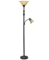 ALL THE RAGES ELEGANT DESIGNS 2 LIGHT MOTHER DAUGHTER FLOOR LAMP WITH AMBER MARBLE GLASS SHADES